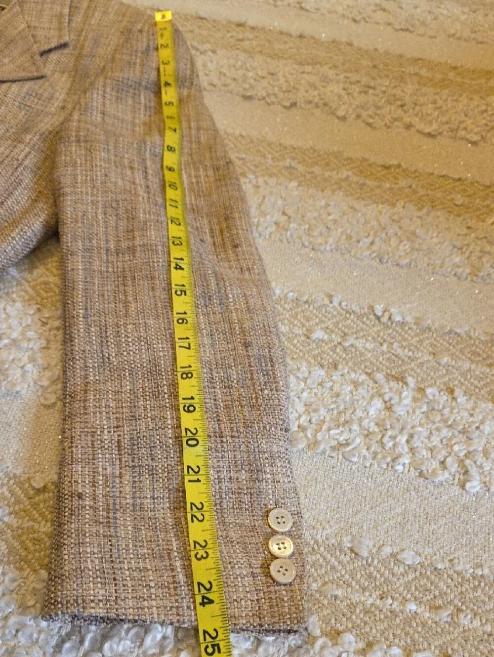 Men's Textured Silk Weave Beige-Brown Blazer See Measurements VTG